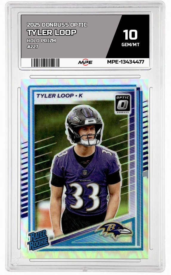 2025 DONRUSS OPTIC HOLO PRIZM #227 TYLER LOOP MPE 10 GEM/MT — graded card up for auction