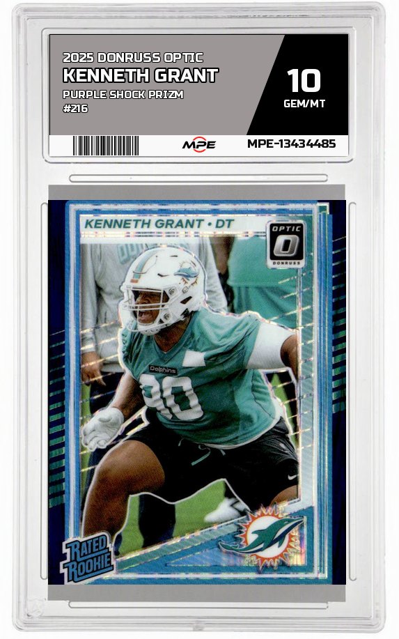 2025 DONRUSS OPTIC PURPLE SHOCK PRIZM #216 KENNETH GRANT MPE 10 GEM/MT — graded card up for auction