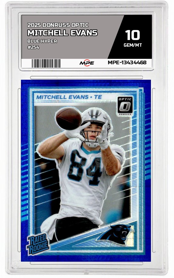 2025 DONRUSS OPTIC BLUE HYPER #254 MITCHELL EVANS MPE 10 GEM/MT — graded card up for auction