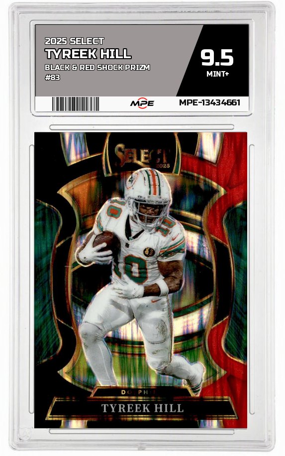 2025 SELECT BLACK & RED SHOCK PRIZM #83 TYREEK HILL MPE 9.5 MINT+ — graded card up for auction
