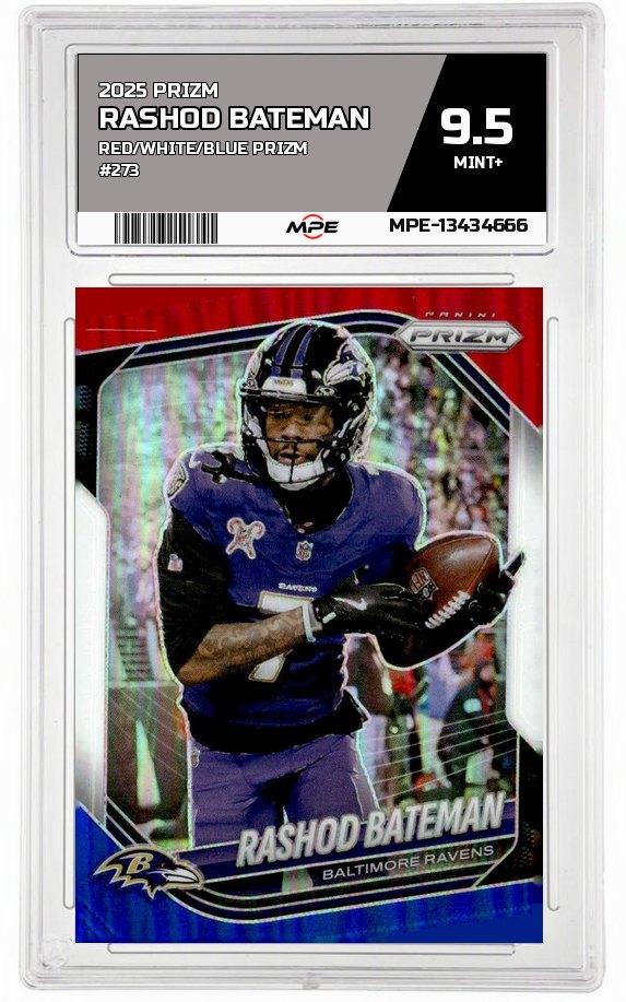 2025 PRIZM RED/WHITE/BLUE PRIZM #273 RASHOD BATEMAN MPE 9.5 MINT+ — graded card up for auction