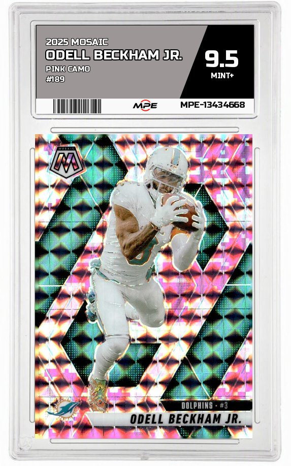 2025 MOSAIC PINK CAMO #189 ODELL BECKHAM JR. MPE 9.5 MINT+ — graded card auctioned from the MPE vault