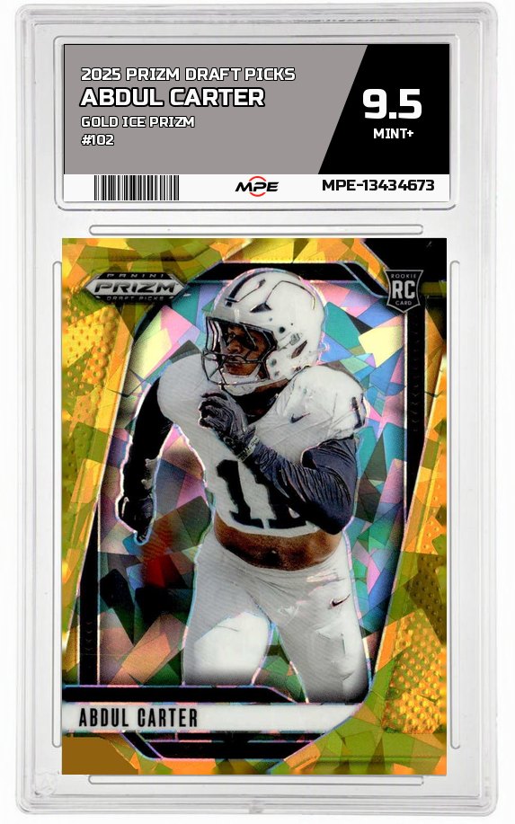 2025 PRIZM DRAFT PICKS GOLD ICE PRIZM #102 ABDUL CARTER MPE 9.5 MINT+ — graded card auctioned from the MPE vault