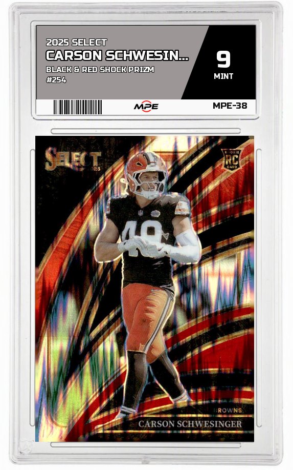 2025 SELECT BLACK & RED SHOCK PRIZM #254 CARSON SCHWESINGER MPE 9 MINT — graded card auctioned from the MPE vault