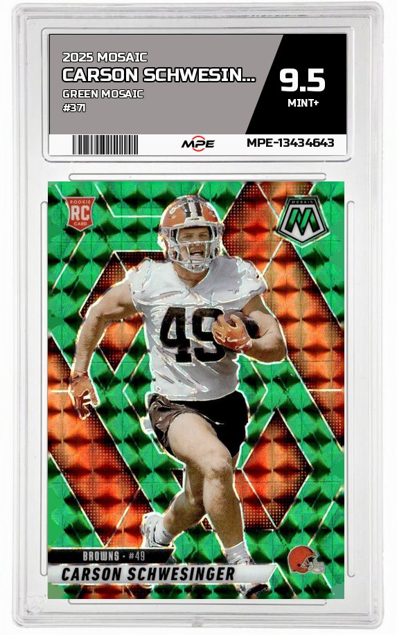 2025 MOSAIC GREEN MOSAIC #371 CARSON SCHWESINGER MPE 9.5 MINT+ — graded card up for auction
