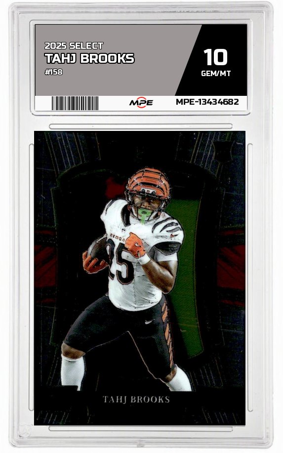2025 SELECT #158 TAHJ BROOKS MPE 10 GEM/MT — graded card auctioned from the MPE vault