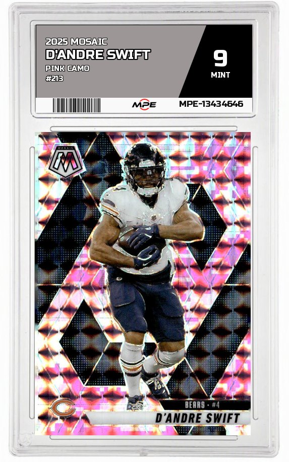 2025 MOSAIC PINK CAMO #213 D'ANDRE SWIFT MPE 9 MINT — graded card up for auction