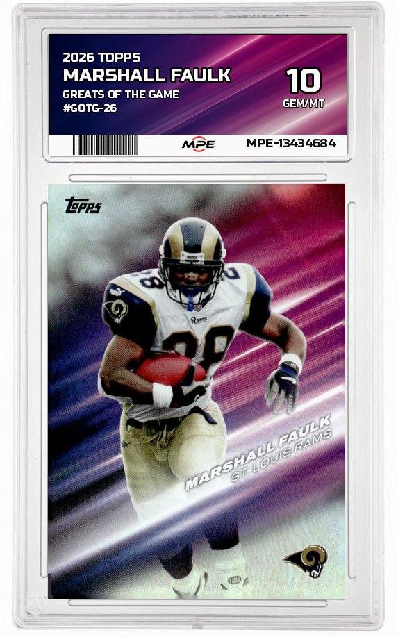 2026 TOPPS GREATS OF THE GAME #GOTG-26 MARSHALL FAULK MPE 10 GEM/MT — graded card auctioned from the MPE vault