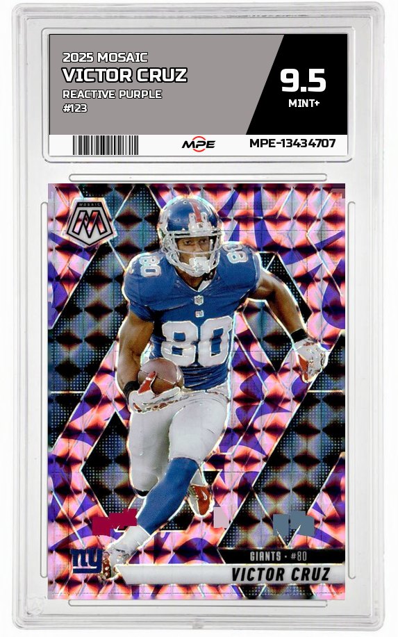 2025 MOSAIC REACTIVE PURPLE #123 VICTOR CRUZ MPE 9.5 MINT+ — graded card up for auction