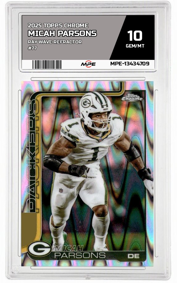 2025 TOPPS CHROME RAY WAVE REFRACTOR #77 MICAH PARSONS MPE 10 GEM/MT — graded card up for auction