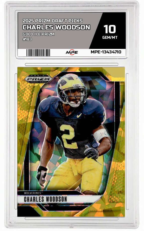 2025 PRIZM DRAFT PICKS GOLD ICE PRIZM #183 CHARLES WOODSON MPE 10 GEM/MT — graded card up for auction