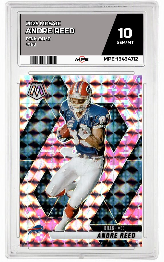 2025 MOSAIC PINK CAMO #162 ANDRE REED MPE 10 GEM/MT — graded card auctioned from the MPE vault