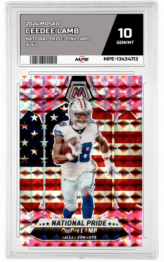 2024 MOSAIC NATIONAL PRIDE-PINK CAMO #262 CEEDEE LAMB MPE 10 GEM/MT — graded card auctioned from the MPE vault