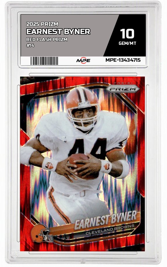 2025 PRIZM RED FLASH PRIZM #14 EARNEST BYNER MPE 10 GEM/MT — graded card auctioned from the MPE vault