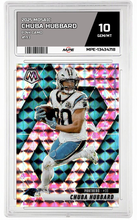 2025 MOSAIC PINK CAMO #193 CHUBA HUBBARD MPE 10 GEM/MT — graded card up for auction