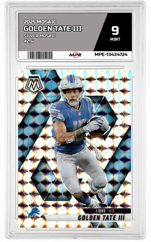 2025 MOSAIC SILVER MOSAIC #214 GOLDEN TATE III MPE 9 MINT — graded card auctioned from the MPE vault