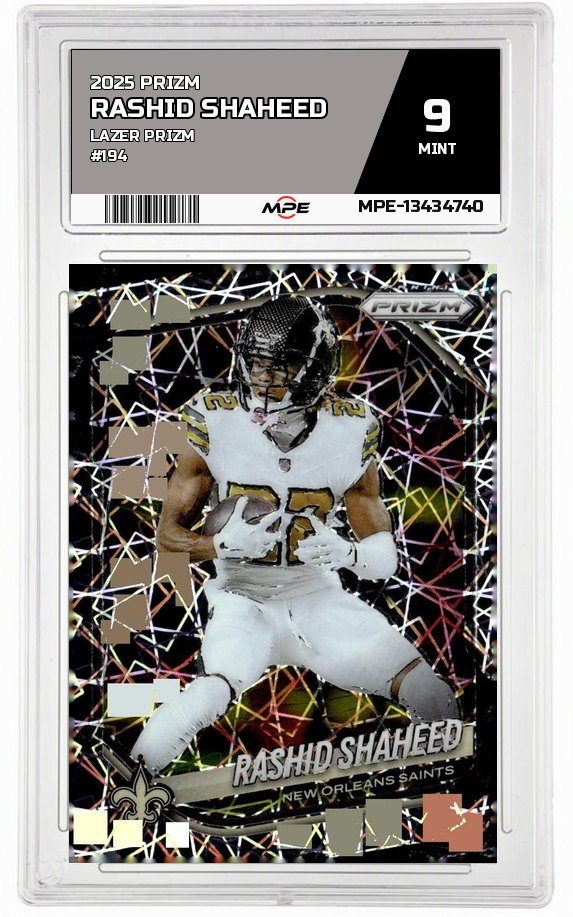 2025 PRIZM LAZER PRIZM #194 RASHID SHAHEED MPE 9 MINT — graded card auctioned from the MPE vault