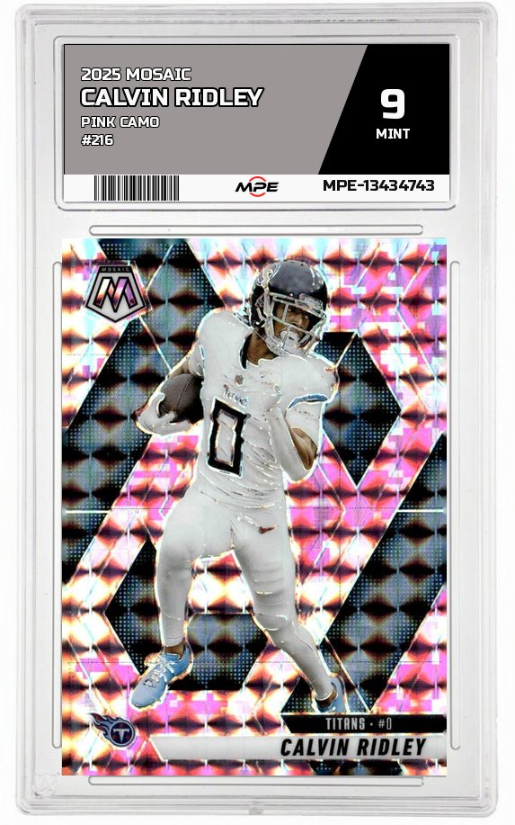 2025 MOSAIC PINK CAMO #216 CALVIN RIDLEY MPE 9 MINT — graded card up for auction