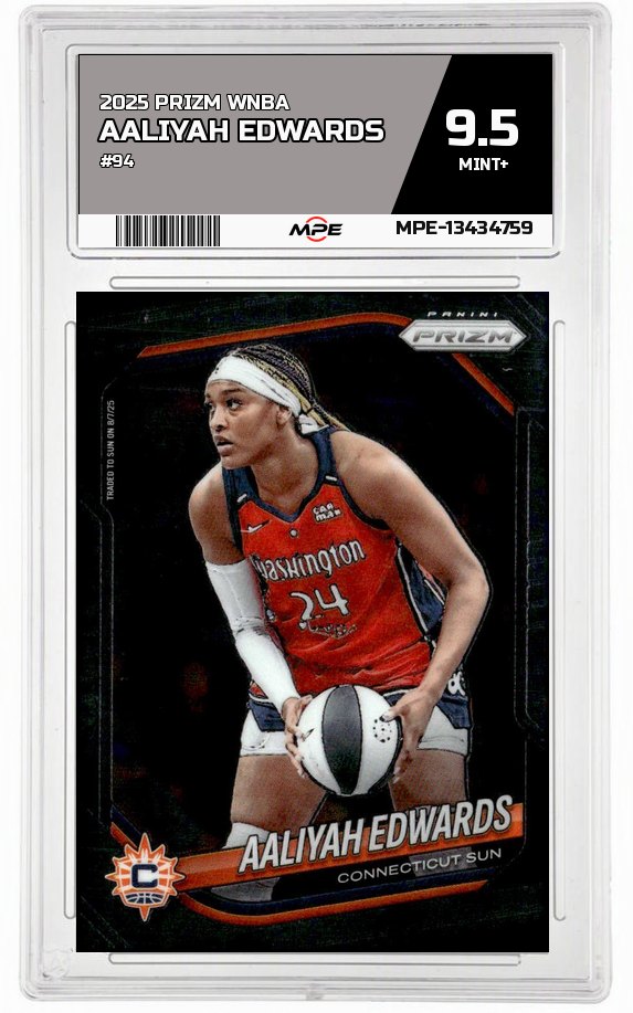 2025 PRIZM WNBA #94 AALIYAH EDWARDS MPE 9.5 MINT+ — graded card auctioned from the MPE vault