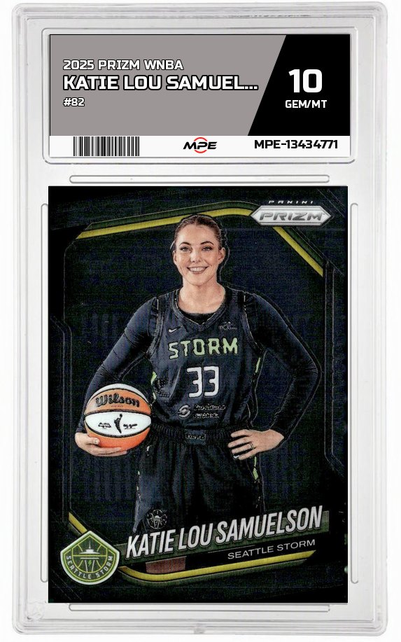 2025 PRIZM WNBA #82 KATIE LOU SAMUELSON MPE 10 GEM/MT — graded card auctioned from the MPE vault