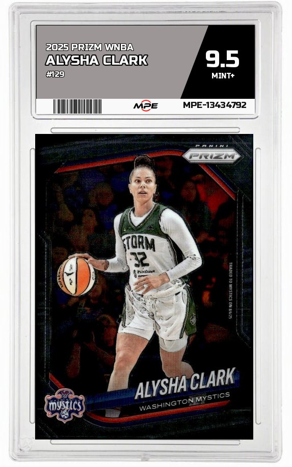 2025 PRIZM WNBA #129 ALYSHA CLARK MPE 9.5 MINT+ — graded card auctioned from the MPE vault