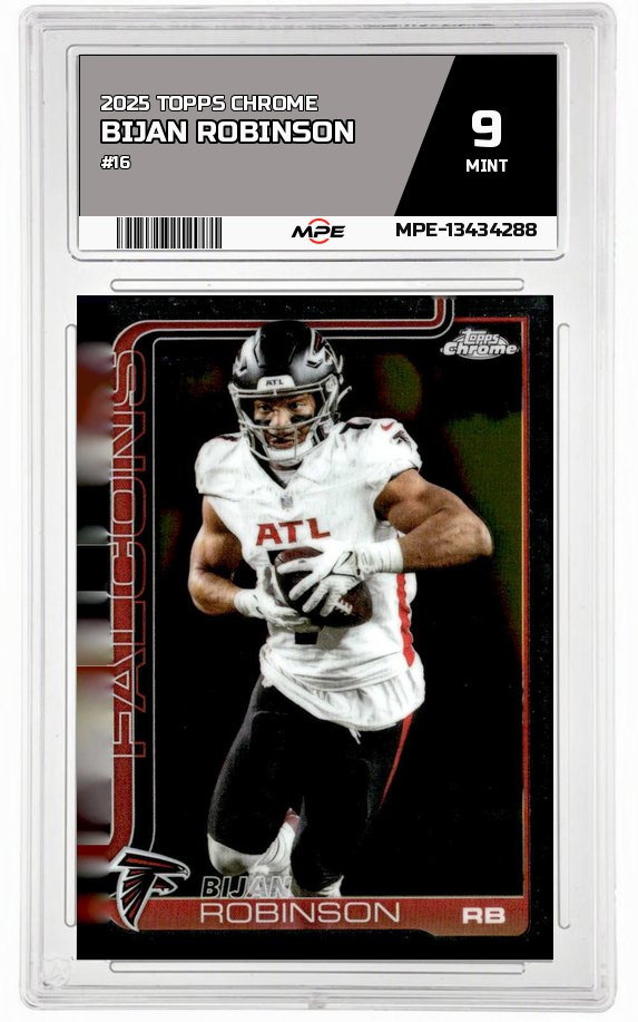 2025 TOPPS CHROME #16 BIJAN ROBINSON MPE 9 MINT — graded card auctioned from the MPE vault