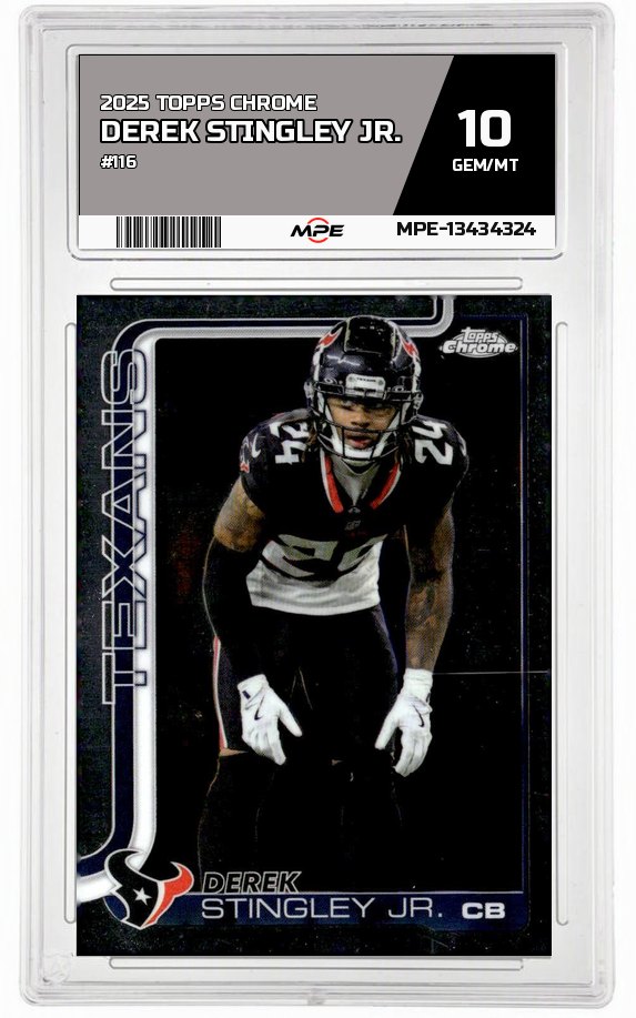 2025 TOPPS CHROME #116 DEREK STINGLEY JR. MPE 10 GEM/MT — graded card auctioned from the MPE vault