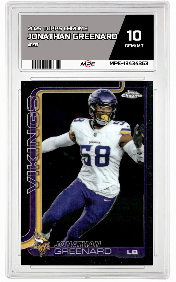 2025 TOPPS CHROME #197 JONATHAN GREENARD MPE 10 GEM/MT — graded card auctioned from the MPE vault