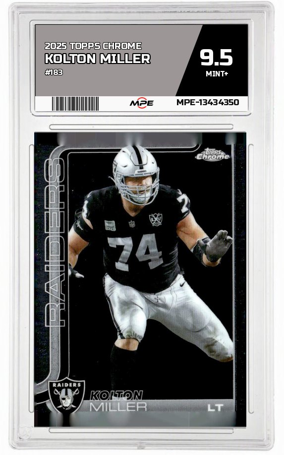 2025 TOPPS CHROME #183 KOLTON MILLER MPE 9.5 MINT+ — graded card auctioned from the MPE vault
