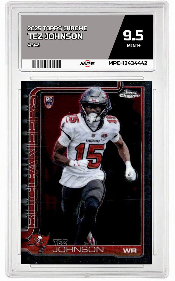 2025 TOPPS CHROME #342 TEZ JOHNSON MPE 9.5 MINT+ — graded card up for auction