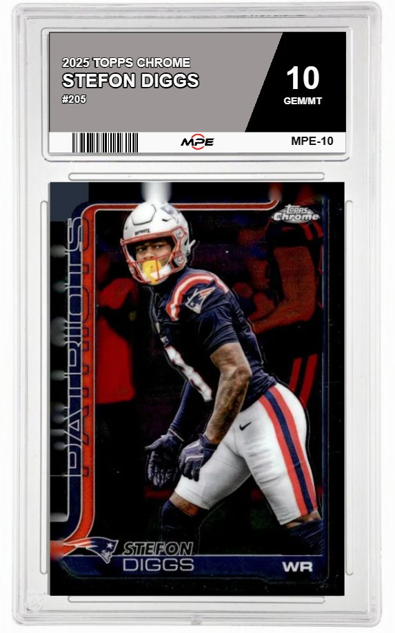 2025 TOPPS CHROME #205 STEFON DIGGS MPE 10 GEM/MT — graded card auctioned from the MPE vault
