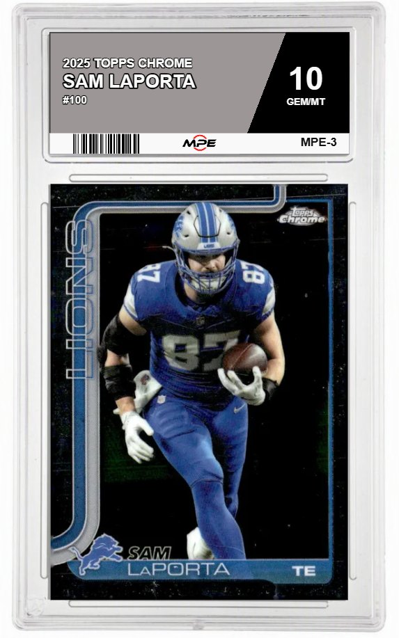 2025 TOPPS CHROME #100 SAM LAPORTA MPE 10 GEM/MT — graded card auctioned from the MPE vault