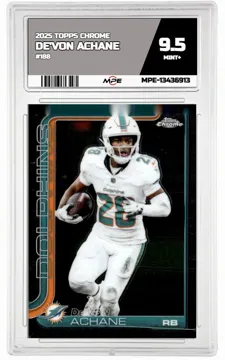 2025 TOPPS CHROME #188 DE'VON ACHANE MPE 9.5 MINT+ — graded card up for auction