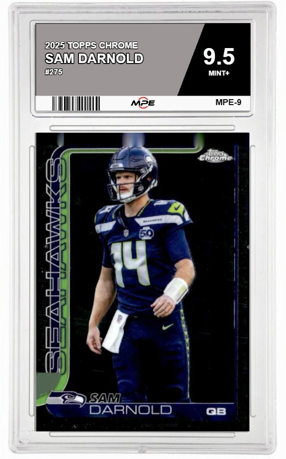 2025 TOPPS CHROME #275 SAM DARNOLD MPE 9.5 MINT+ — graded card auctioned from the MPE vault