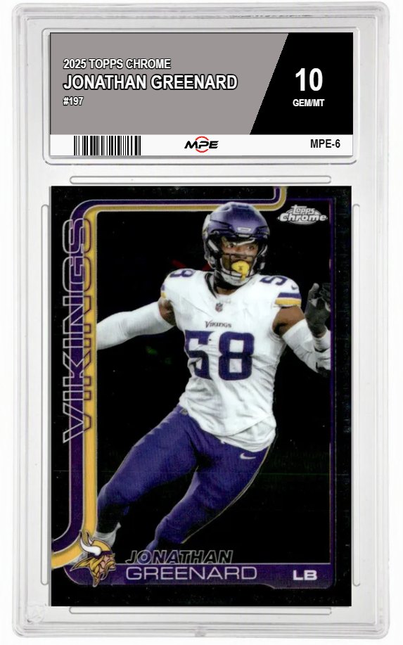 2025 TOPPS CHROME #197 JONATHAN GREENARD MPE 10 GEM/MT — graded card auctioned from the MPE vault