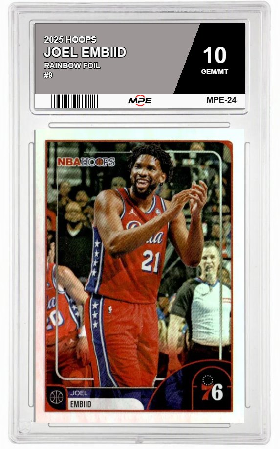 2025 HOOPS RAINBOW FOIL #9 JOEL EMBIID MPE 10 GEM/MT — graded card auctioned from the MPE vault