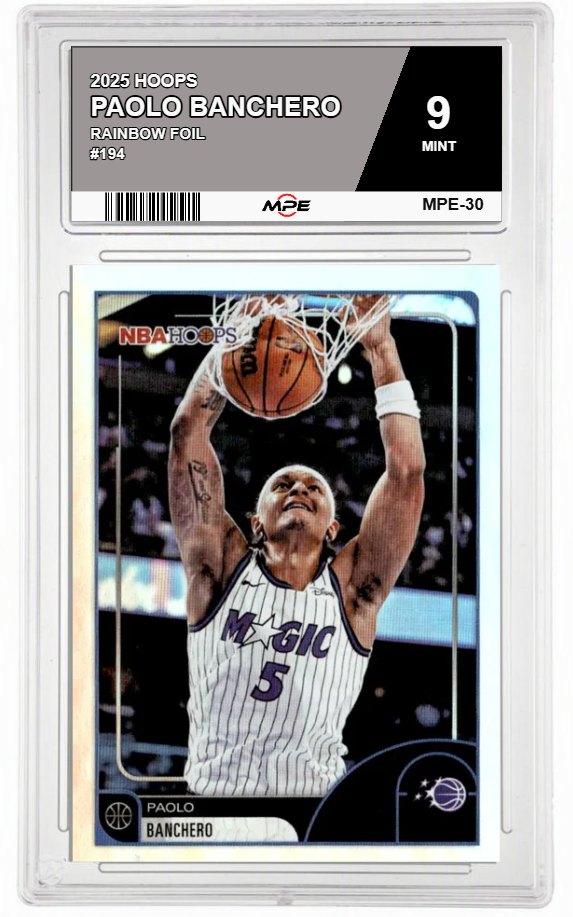 2025 HOOPS RAINBOW FOIL #194 PAOLO BANCHERO MPE 9 MINT — graded card auctioned from the MPE vault