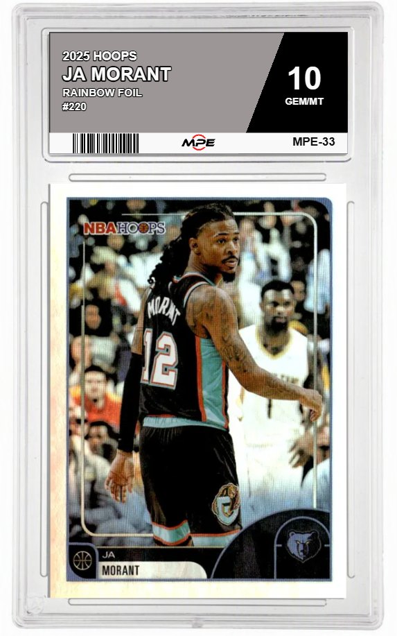 2025 HOOPS RAINBOW FOIL #220 JA MORANT MPE 10 GEM/MT — graded card auctioned from the MPE vault