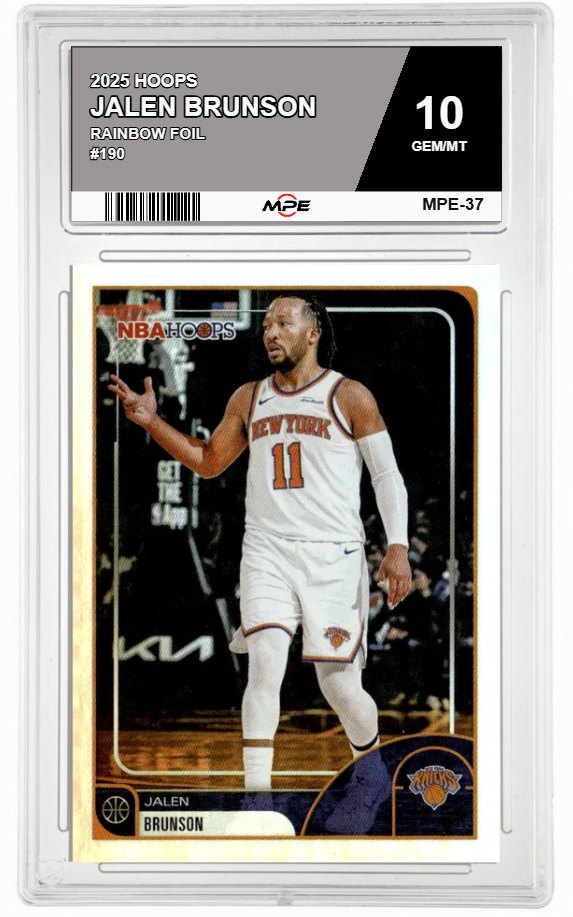 2025 HOOPS RAINBOW FOIL #190 JALEN BRUNSON MPE 10 GEM/MT — graded card auctioned from the MPE vault