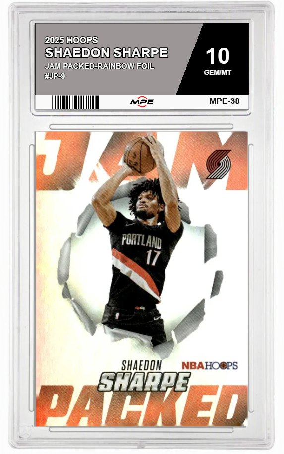 2025 HOOPS JAM PACKED-RAINBOW FOIL #JP-9 SHAEDON SHARPE MPE 10 GEM/MT — graded card auctioned from the MPE vault