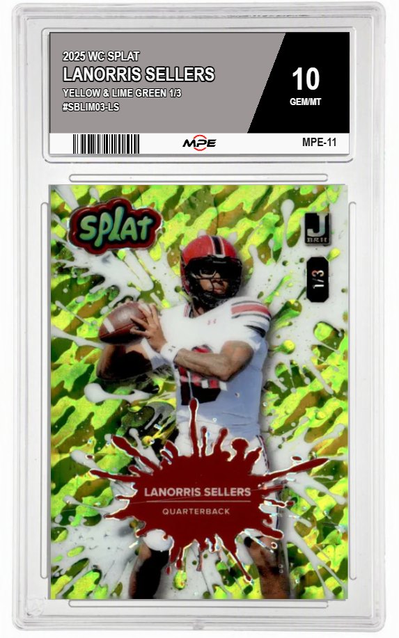 2025 WC SPLAT YELLOW & LIME GREEN 1/3 #SBLIM03-LS LANORRIS SELLERS MPE 10 GEM/MT — graded card auctioned from the MPE vault