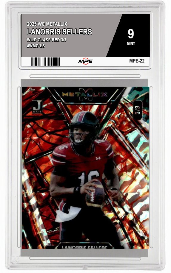 2025 WC METALLIX WILD GLASS-RED 3/3 #WMG-LS LANORRIS SELLERS MPE 9 MINT — graded card auctioned from the MPE vault