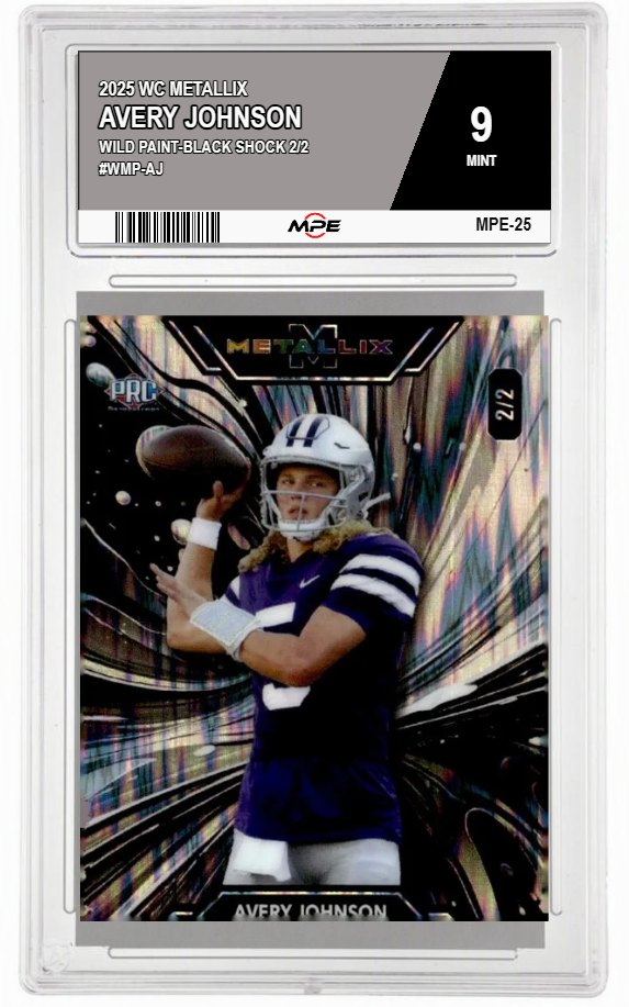 2025 WC METALLIX WILD PAINT-BLACK SHOCK 2/2 #WMP-AJ AVERY JOHNSON MPE 9 MINT — graded card auctioned from the MPE vault