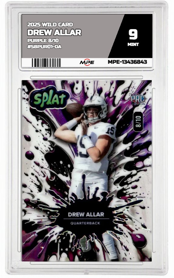 2025 WILD CARD PURPLE 8/10 #SBPUR01-DA DREW ALLAR MPE 9 MINT — graded card auctioned from the MPE vault