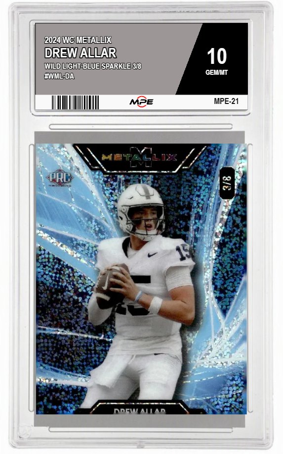 2024 WC METALLIX WILD LIGHT-BLUE SPARKLE 3/8 #WML-DA DREW ALLAR MPE 10 GEM/MT — graded card auctioned from the MPE vault