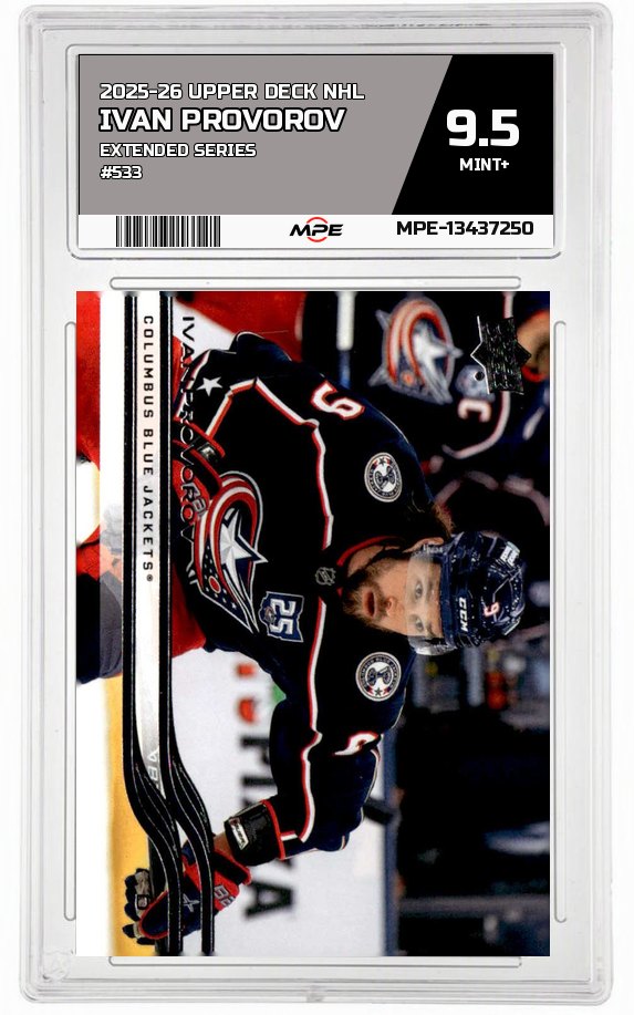 2025-26 UPPER DECK NHL EXTENDED SERIES #533 IVAN PROVOROV MPE 9.5 MINT+ — graded card auctioned from the MPE vault