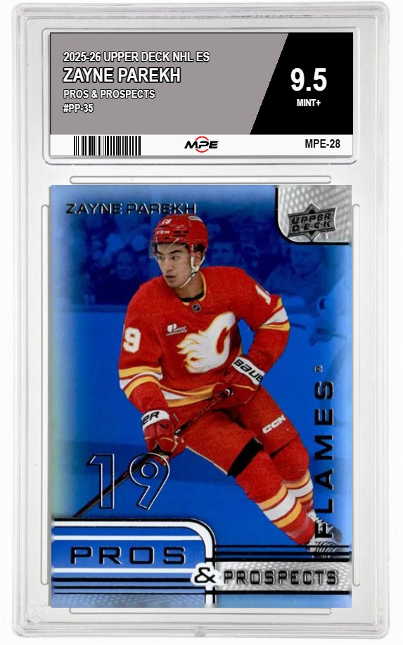 2025-26 UPPER DECK NHL ES PROS & PROSPECTS #PP-35 ZAYNE PAREKH MPE 9.5 MINT+ — graded card auctioned from the MPE vault