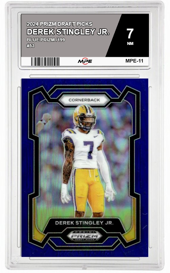 2024 PRIZM DRAFT PICKS BLUE PRIZM /199 #53 DEREK STINGLEY JR. MPE 7 NM — graded card auctioned from the MPE vault