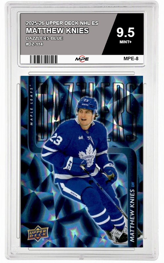 2025-26 UPPER DECK NHL ES DAZZLERS-BLUE #DZ-114 MATTHEW KNIES MPE 9.5 MINT+ — graded card auctioned from the MPE vault