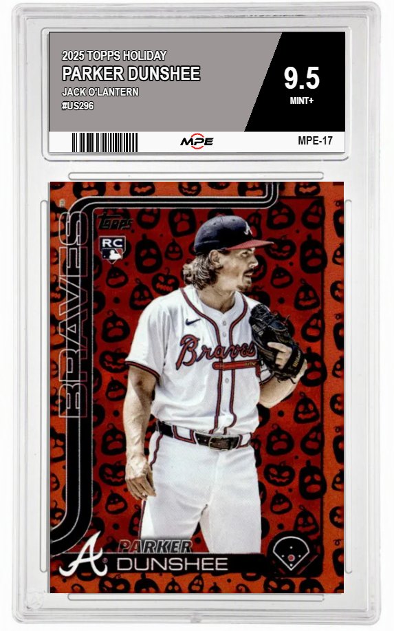 2025 TOPPS HOLIDAY JACK O'LANTERN #US296 PARKER DUNSHEE MPE 9.5 MINT+ — graded card auctioned from the MPE vault